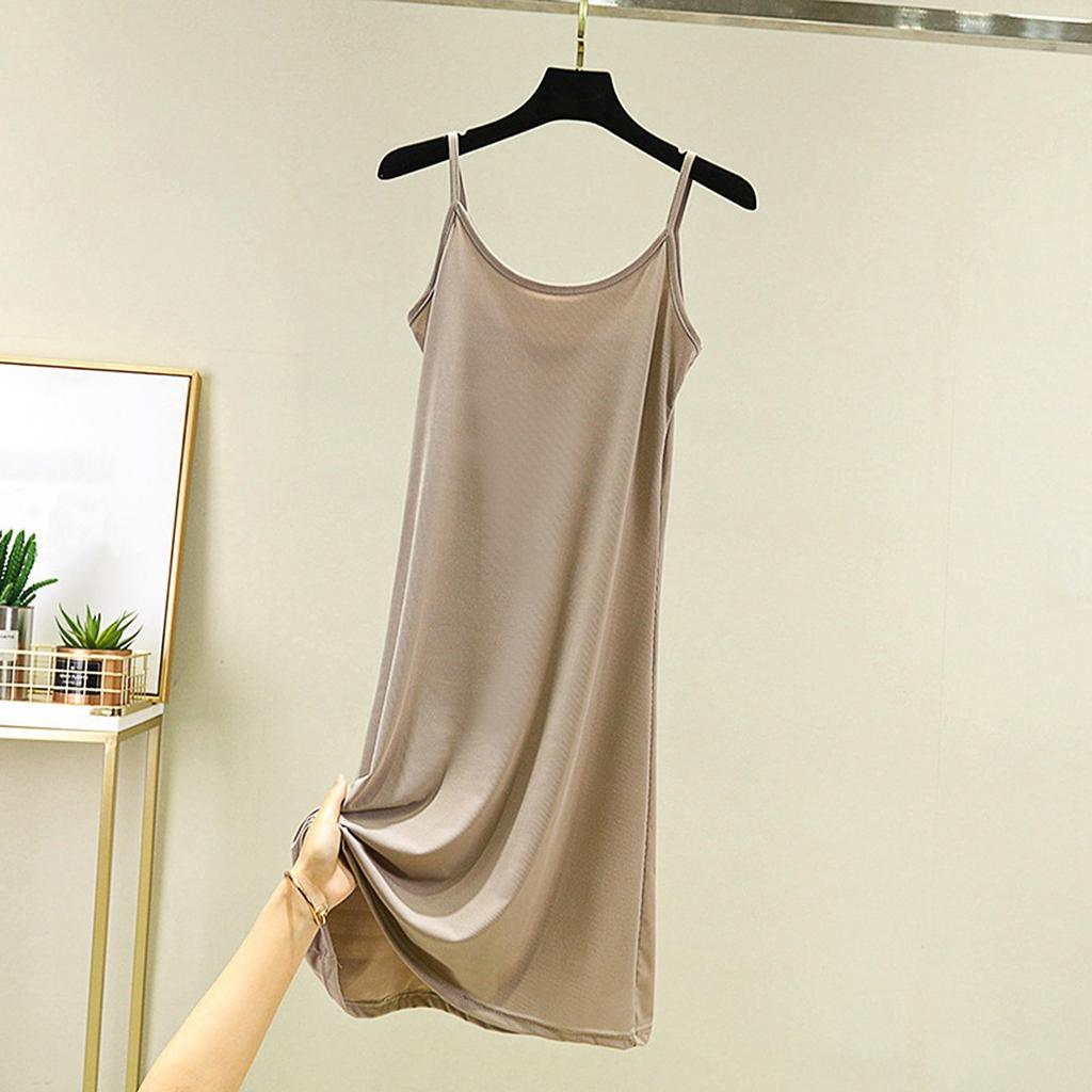 Women's Loose Casual Nightgown With Camisole And Short Solid Color Bottom Dress Underneath