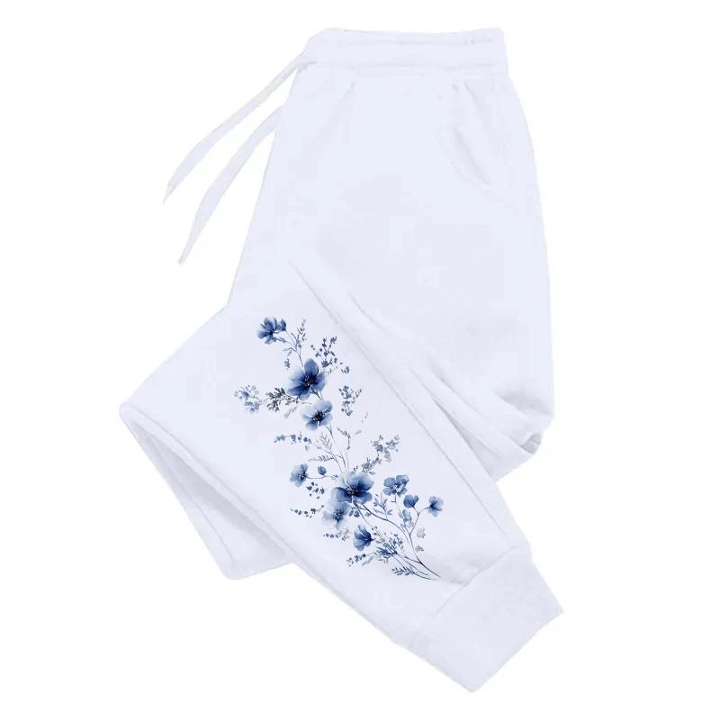 Women's Flowers Printed Sweatpants High Quality Ladies Daily Casual Sports Jogging Pants Home Outdoor Trousers