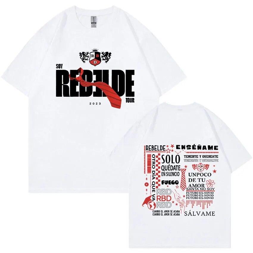 Rebelde RBD Tour Concert Graphic T-Shirt Unisex's WoUnisex Hip Hop Aesthetic T-shirts Fashion 100% Cotton Oversized T Shirt Streetwear