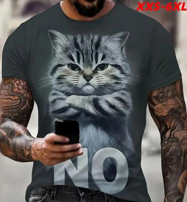 XXS-6XL Camisetas para Hombre Tallas Grandes Gato Divertido Estampado 3D Hombres Mujeres Manga Corta Tops Camisetas Oversize Streetwear Ropa Casual para Hombre