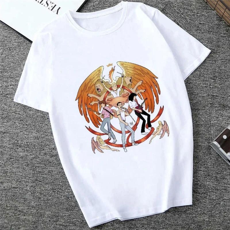 Freddie The Queen Tričko Bílé Módní Dámská Trička Harajuku Kawaii Oblečení Krátký Rukáv Letní Tričko Ležérní Dámský Top O-výstřih