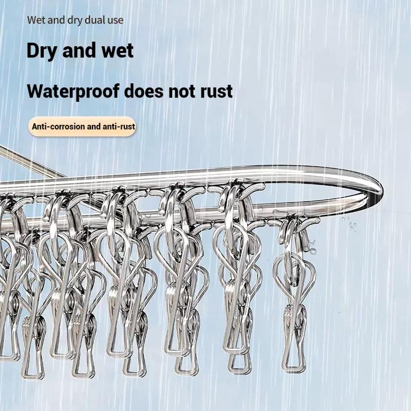 20Pegs Stainless Steel Clothes Drying Hanger Windproof Clothing Rack Clips Sock Laundry Airer Hanger Underwear Socks Holder