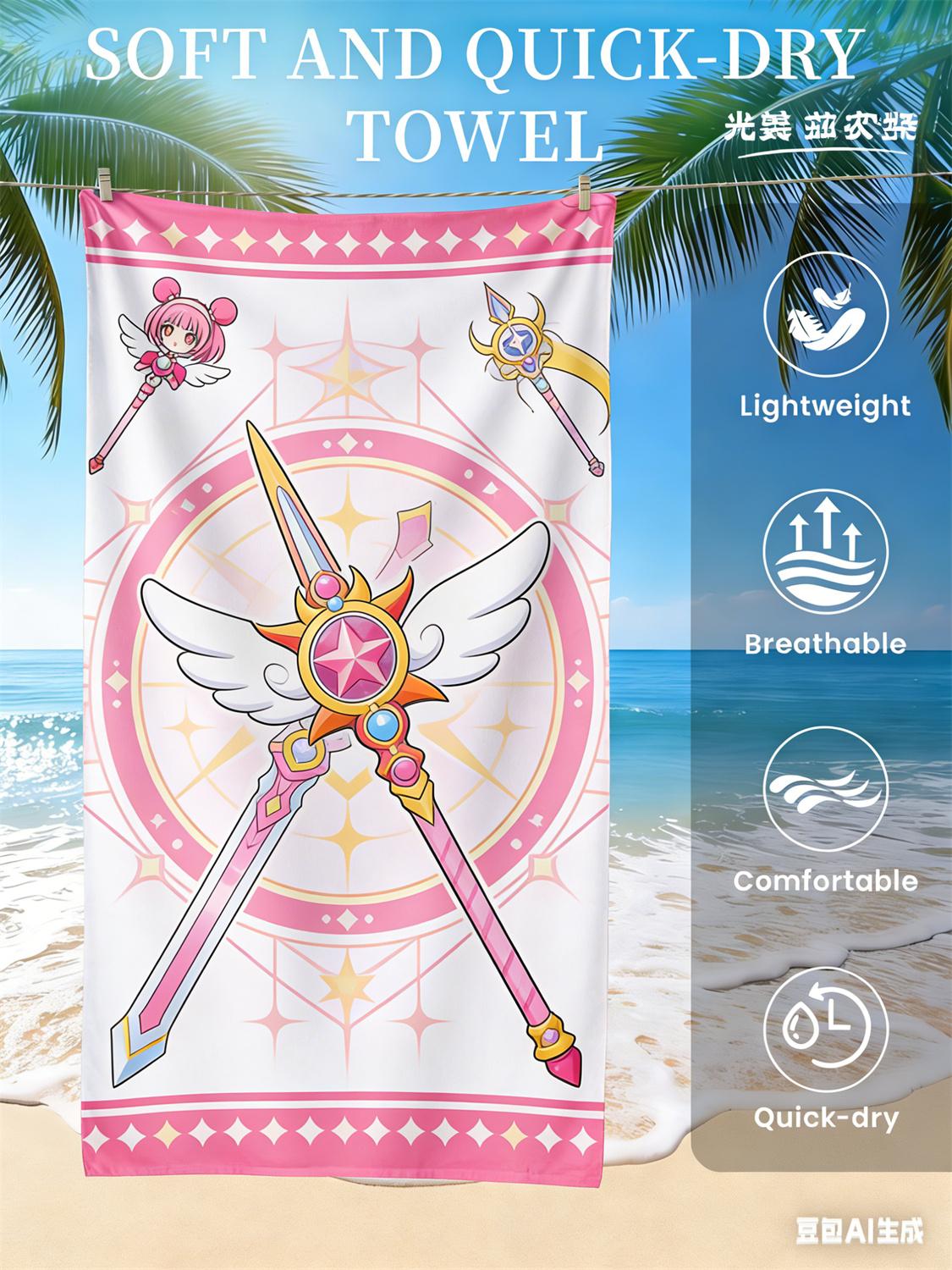 

Sailor Moon Beach Towel, Anime Fan Favorite Character Print Quick-Dry Towel for Beach, Pool, Vacation , Magical Girl Enthusiasts W30*H60(CM)