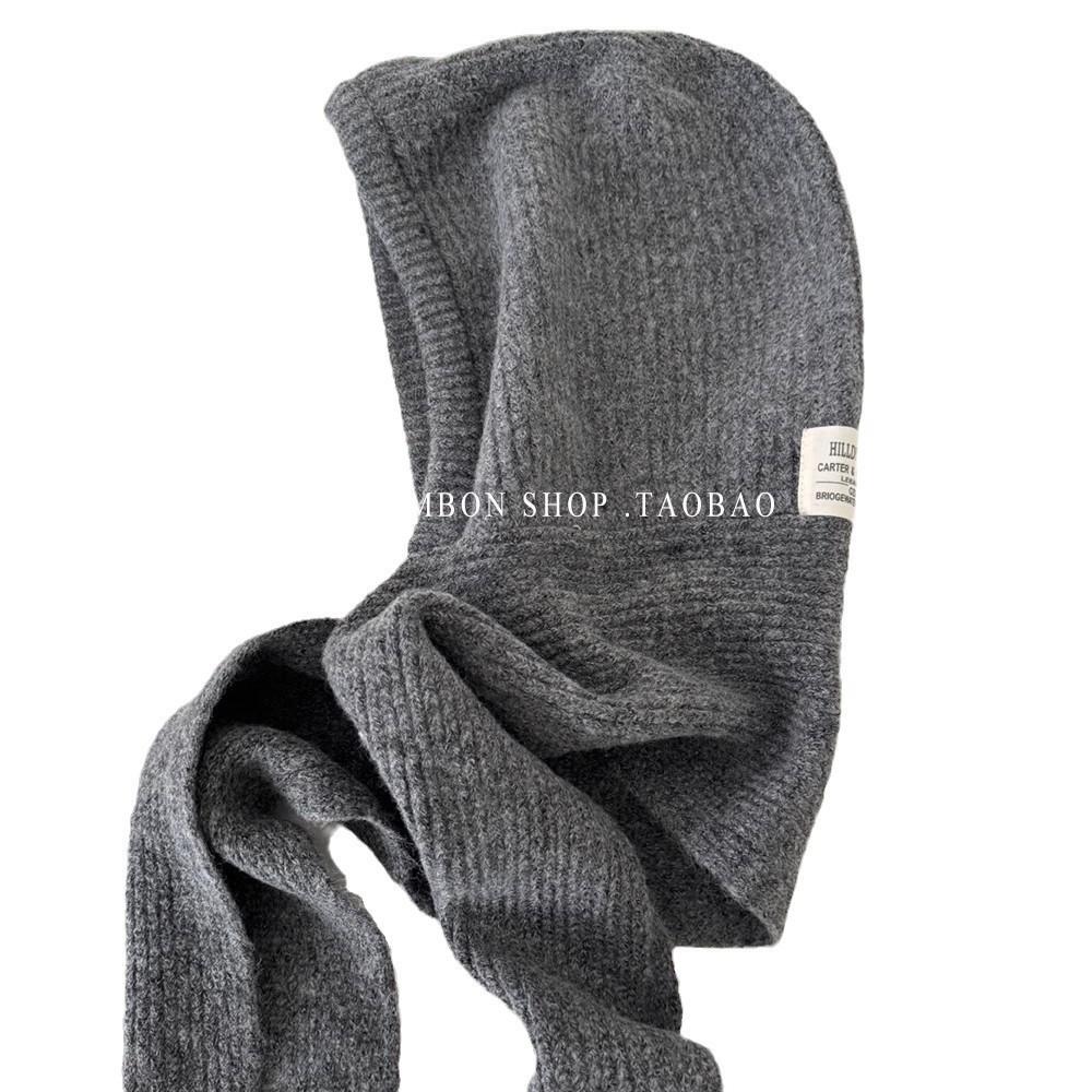 Wool retro balaclava hat women's autumn and winter new versatile warm ear protection hat scarf integrated
