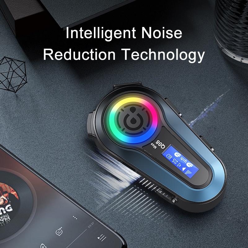 Q08 Max Motorcycle Helmet Bluetooth Intercom Summer LCD HD Digital Display Music Sharing Intercom Distance 500 Meters Waterproof