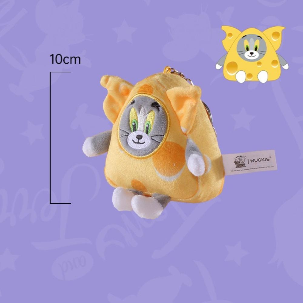 HUGKIS Genuine Tom and Jerry Plush Doll Pendant Anime Cartoon 10CM Cheese Series Keychain Bag Couple Birthday Gifts