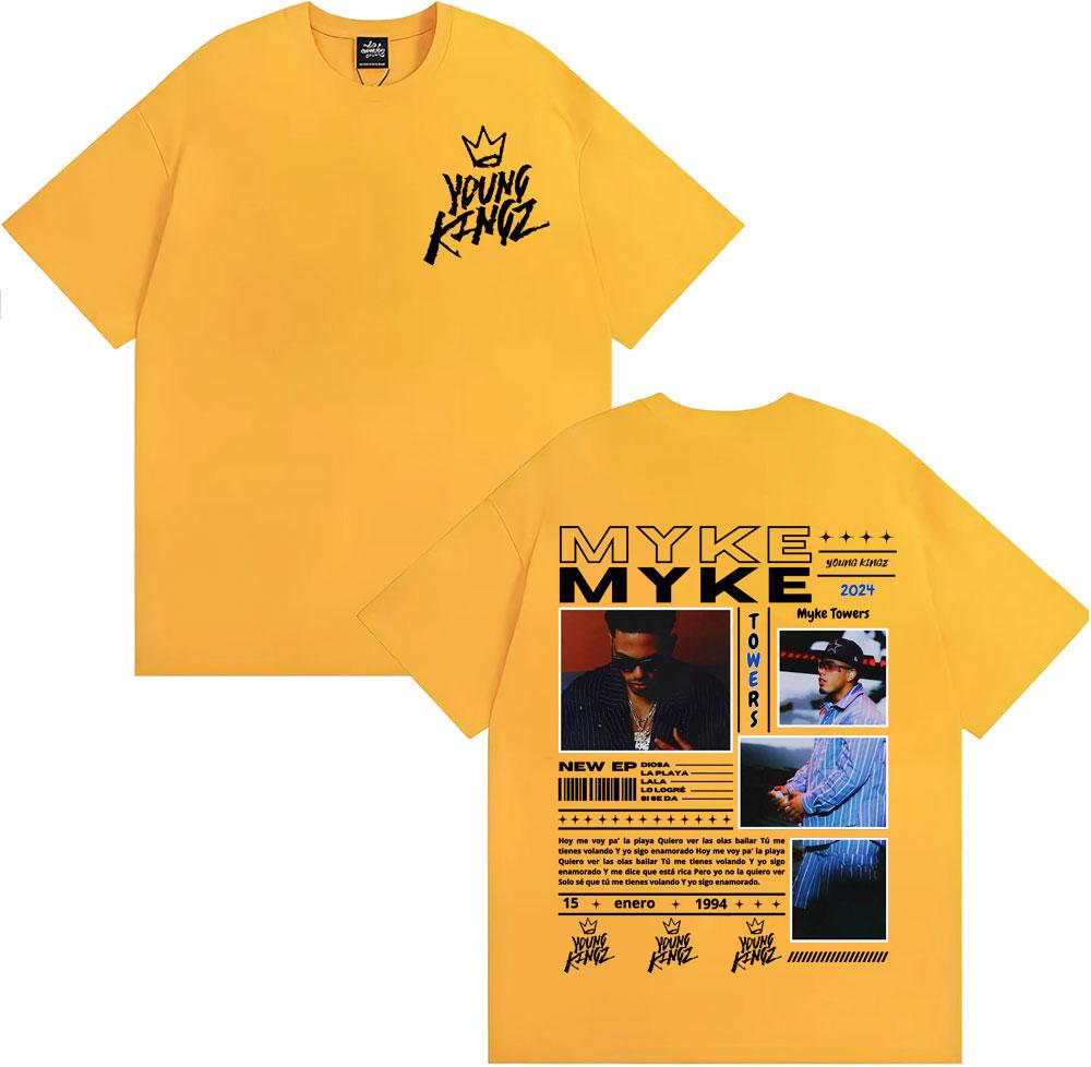 Rapper Myke Towers Graphic Printed T-shirts for Men Harajuku Hip Hop Oversized T Shirt Unisex Summer Cotton Short Sleeve T-shirt