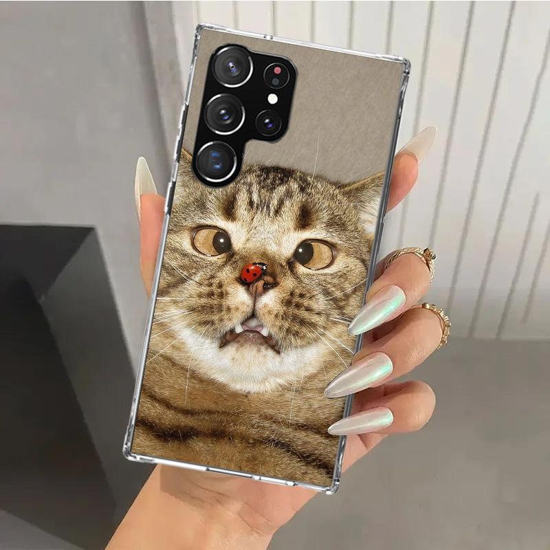 Pet Cat Funny Memes Phone Case for Samsung Galaxy S26 S24 S23 Ultra S25 Edge S22 S21 Plus S20 FE + Soft Print Shell Funda Galaxy