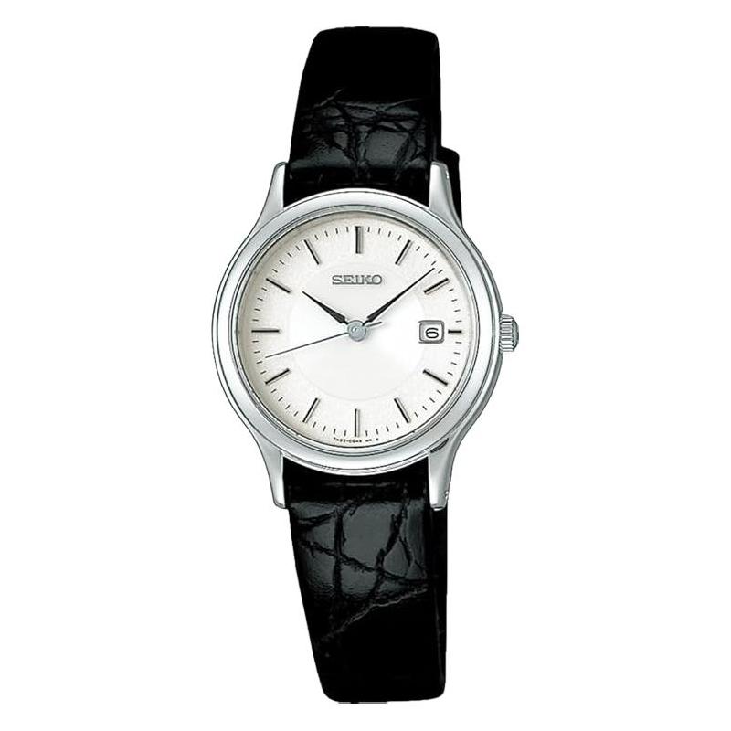 SEIKO SPIRIT series 100 meters waterproof Quartz cowhide strap 27mm women s watch white dial STTB031 синий