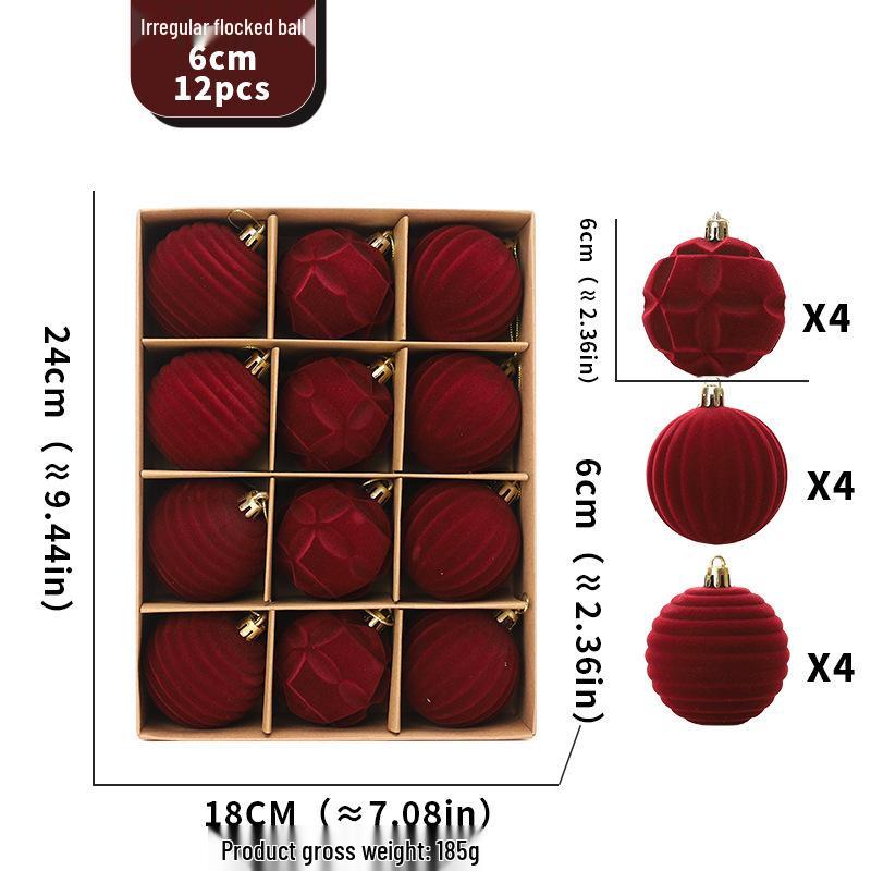 Cross-Border Christmas Flocked Ornaments 6cm/8cm - Customizable Design