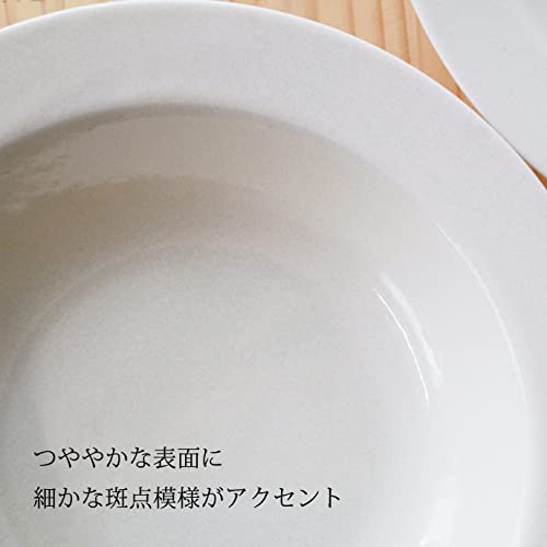 Dolce duo Curry Plates, Pasta Plates, Soup Plates, White and Ivory Rimmed Plates, Set of 4, Gift Idea, Solid Color, Made in Japan, DAM-249