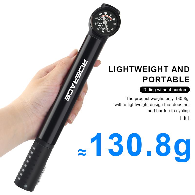 MTB Road Bike Inflator With Gauge Portable Aluminum Alloy Hand Tire Air Inflator Bicycle Pump For AV FV Presta Schrader Valve