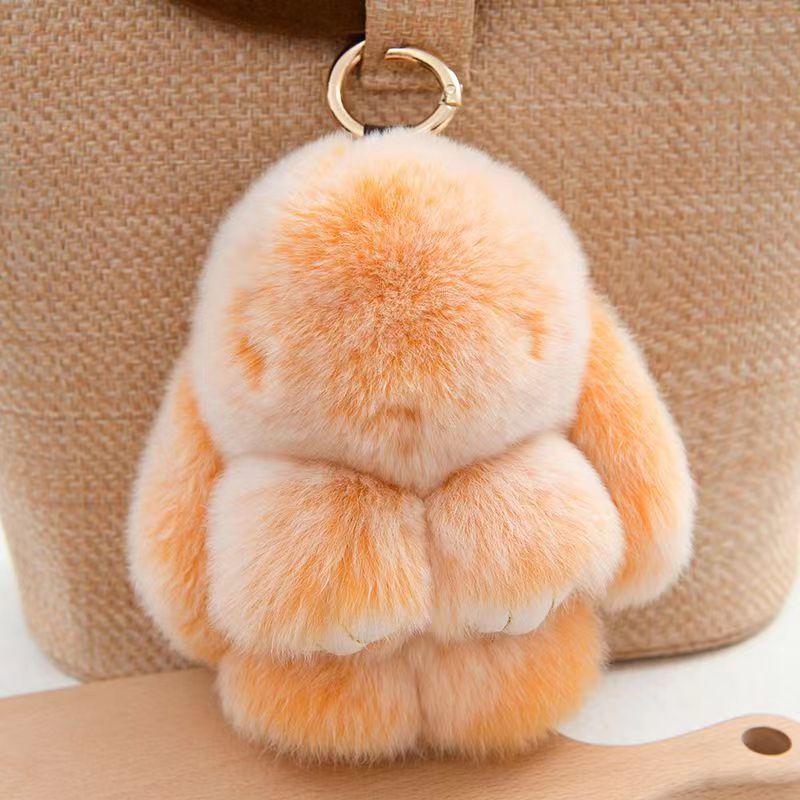 Rex Rabbit Fur Plush Keychain: Cute Rabbit Pendant Toy for Bag or Car