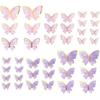 40Pcs Glitter 3D Butterfly Decorations - Golden Birthday Cake Toppers, Rainbow Cupcake Toppers, Wall Stickers for Room Decor
