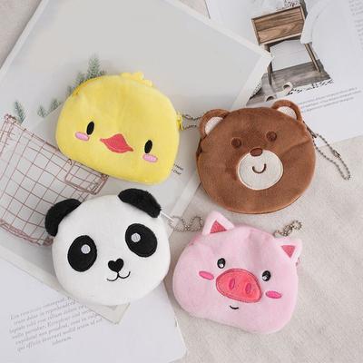 1PCS Animal Shape Mini Coin Wallet Cute Pig Cartoon Plush Wallets Creative Lovely Money Key Coin Purse for Kids Bag Accessories