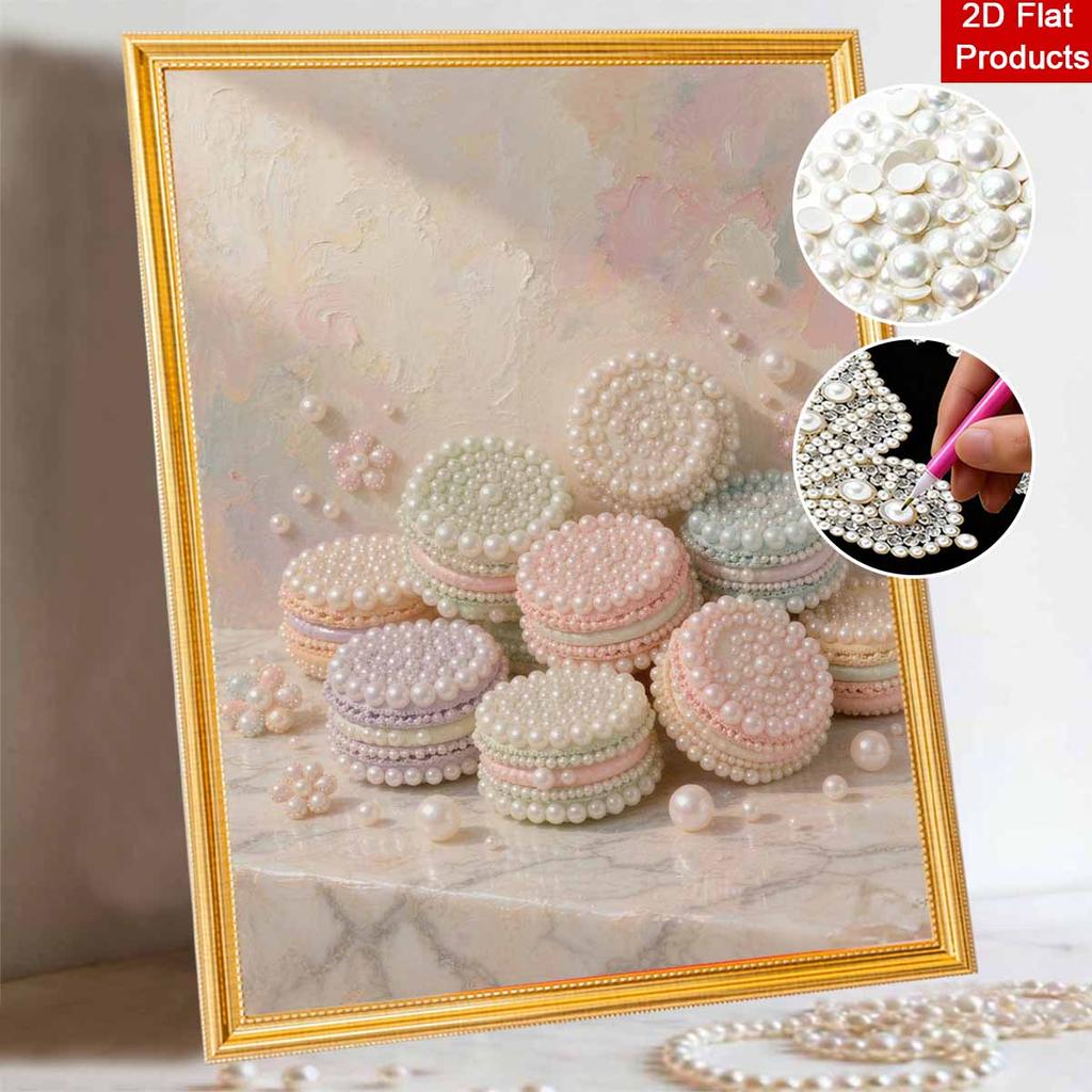Pastel Pearl Macaron Diamond Painting Art Kit DIY Gemstone Beading Craft Kit Home Wall Decoration
