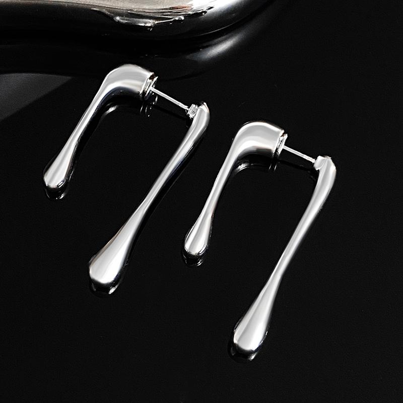 

Minimalist Punk Irregular Lines Water Drop Earrings For Men And Women Fashion Personalization Daily Jewelry Gifts срібний