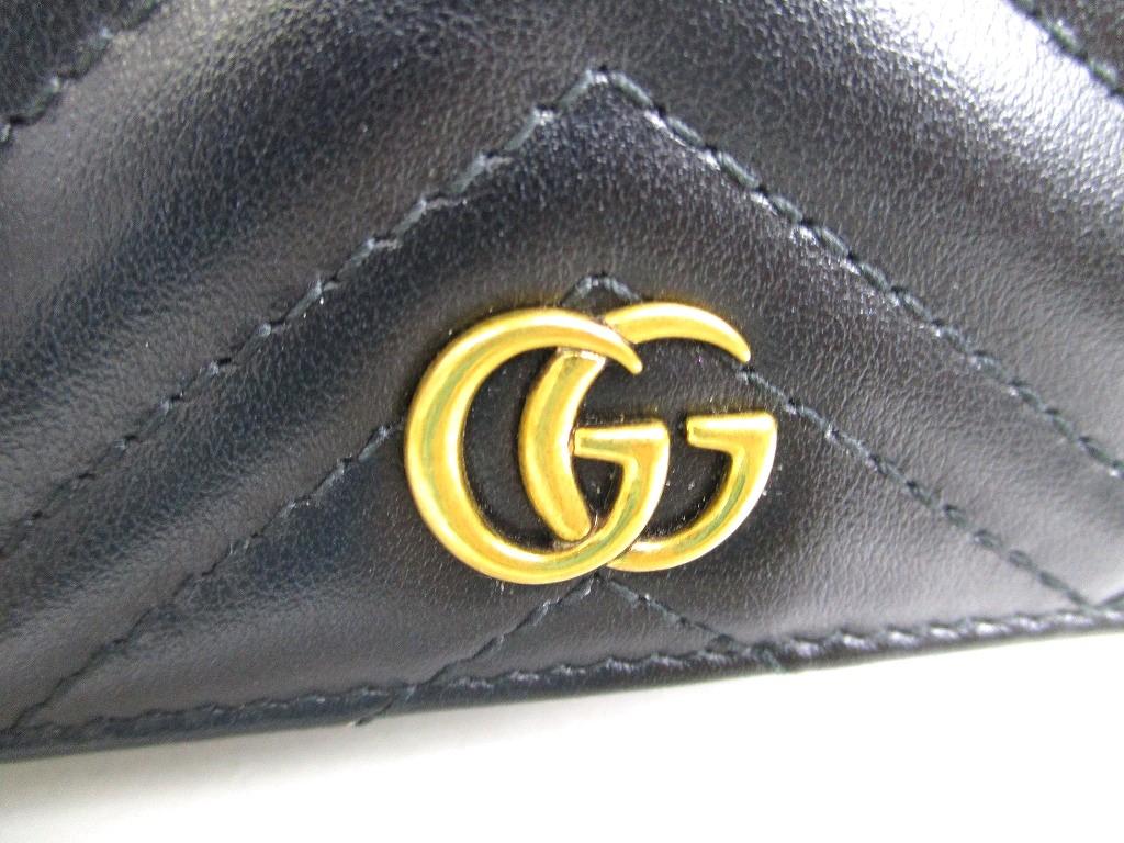 Authentic GUCCI GG Marmont Black Leather Bifold Wallet Compact Wallet #a451  Refurbished