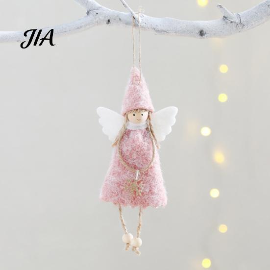 Soft Texture Home Decor Christmas Angel Doll Decoration, Plush Fairy Girl Pendant, Tree Hanging Decorative Garlands for Windows Ornament Winter