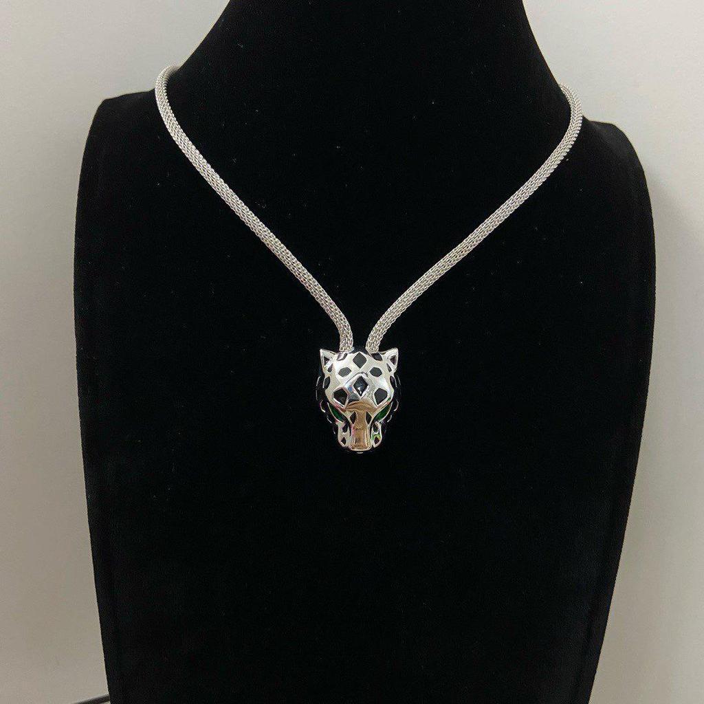 Ka Jia Seiko Übertriebene Leopardenkopf-Halskette mit Mikroeinlagen aus Gold