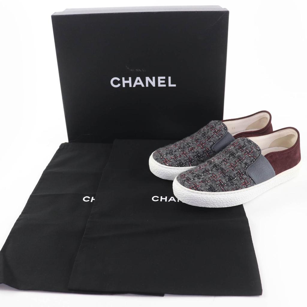 Tolle CHANEL Slipper COCO Mark Tweed und Wildleder Sneaker 36 16B G31713 Gebraucht