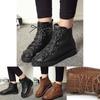 Casual Pu Women Leather Lace Up Combat Punk High Top Ankle Boots Boots Martin