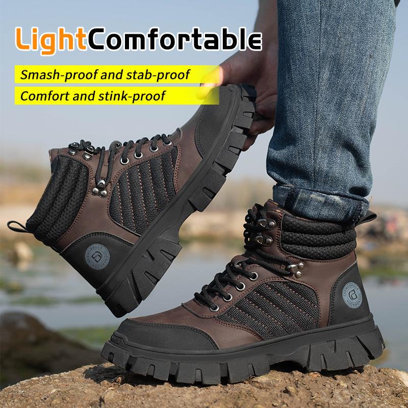 Work Safety Platform Boots Men Work Shoes Steel Toe Safety Shoes Men Indestructible Boots Anti-puncture Work Sneakers Male