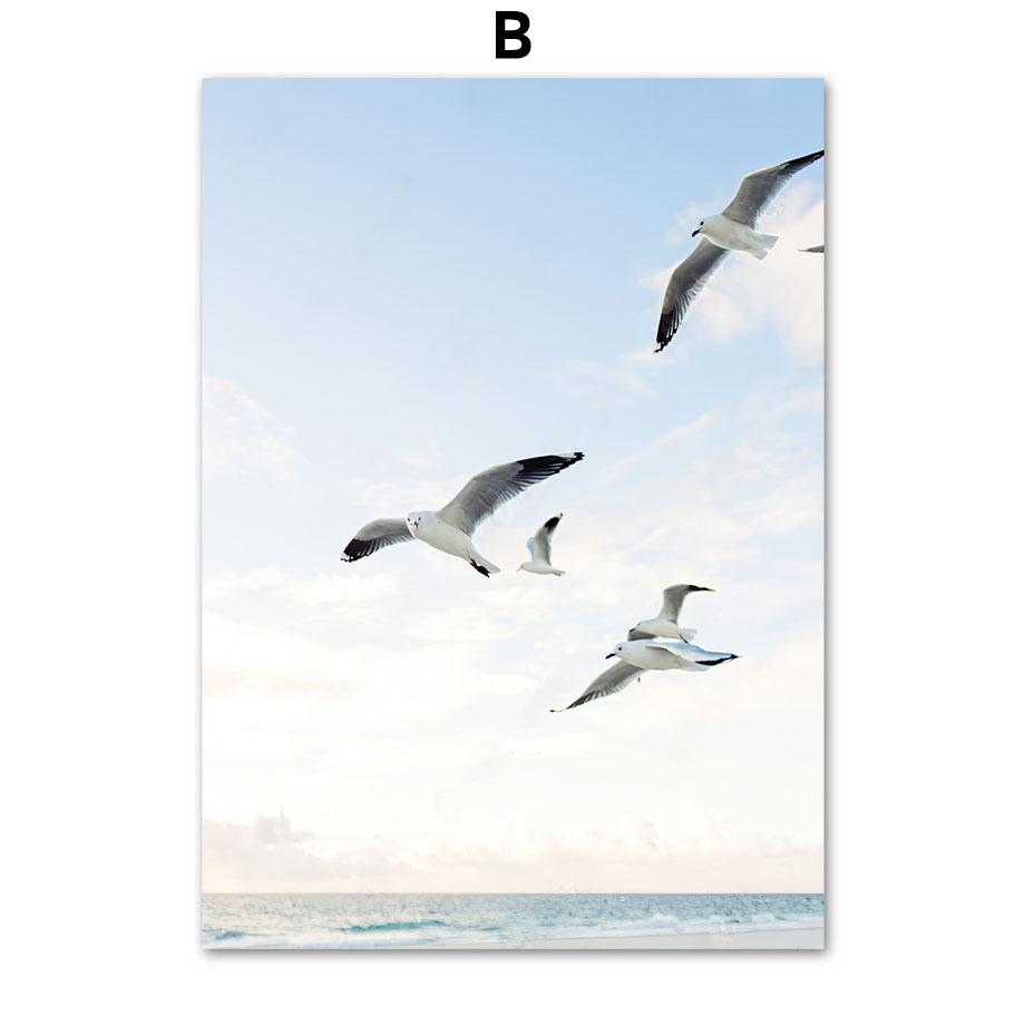 Summer Sea Ocean Beach Landscape Nature Wall Art Canvas - Modern Simple Nordic Style Bedroom Poster Print
