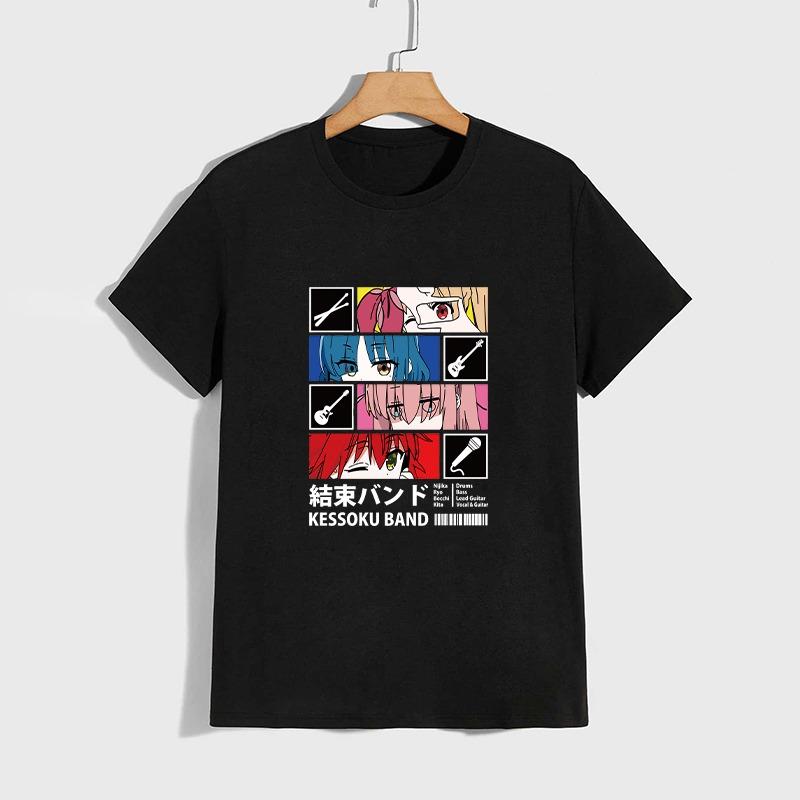 T-shirt Stampata Kessoku Band Uomo Donna Quotidiana Casual Comfort Magliette Anime Giapponese Manica Corta Top