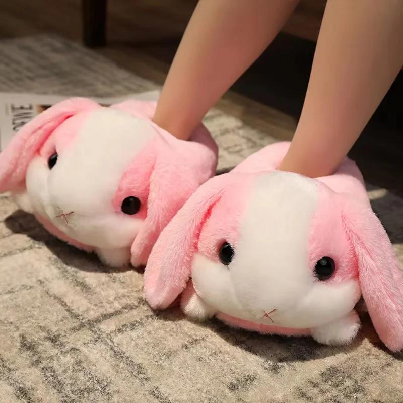 Fashion 7 Colors Cute Cartoon Animal Plush Slippers Husky Dog Hamster Rabbit Bunny Soft Stuffed Shoes Warm Winter Indoor Slides