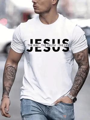 Jesús El Camino La Verdad La Vida Camiseta con Estampado Gráfico para Hombre Casual Manga Corta