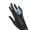Retro Blue Water Ripple Resin Women's Ring Exaggerated Fashion Geometric Alloy Ring Jewelry Accessories Gift