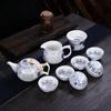 Exquisite Peony Automatic Tea Set Blue and White Ceramic Porcelain Hollow Honeycomb Tea Set Teapot Teacup Gaiwan Tea Sets Suit