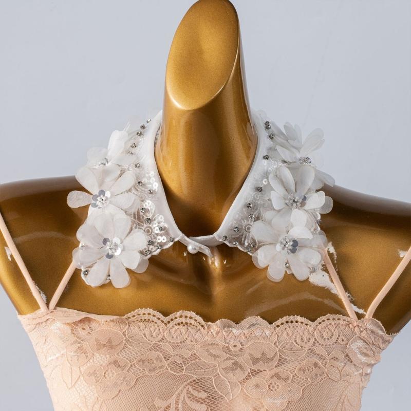 Lace Flower Detachable Collar With Beadwork Sequined Elegant Faux Collar Neck Accessory For Women Girl Daily Outfit