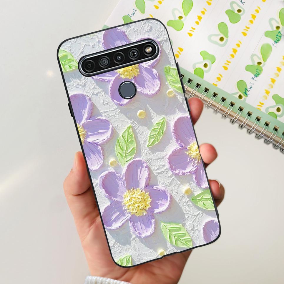 For LG K61 / Q61 / K62 / Q62 Case 2020 Fashion Back Cover Coque Flower Cartoon Animals Dragone Soft TPU Black Silicone Bumper
