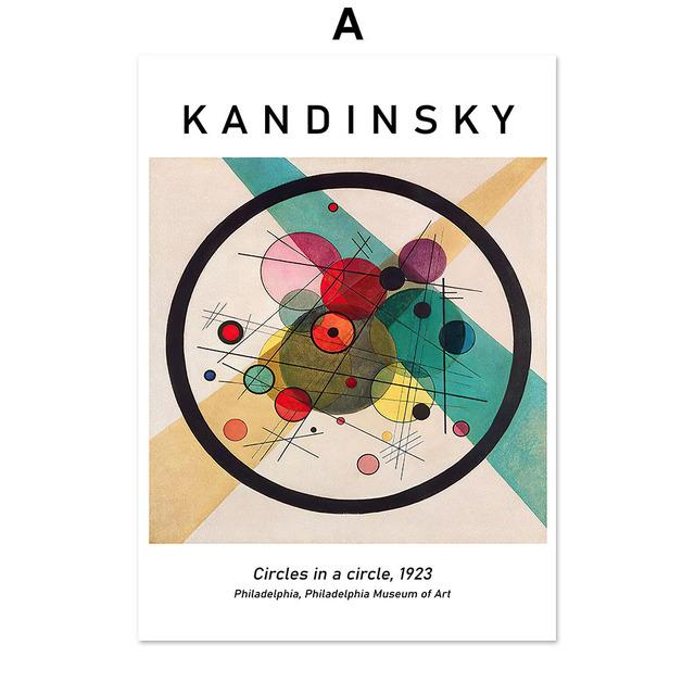 

Кандинский Абстрактные линии Круг Квадрат Винтаж Скандинавское настенное искусство Холст Картина Плакаты и принты Картины для декора гостиной 21*30cm