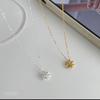 S925 Sterling Silver 18K Gold Ice Cream Flower Necklace with Rotating Lines Clavicle Chain