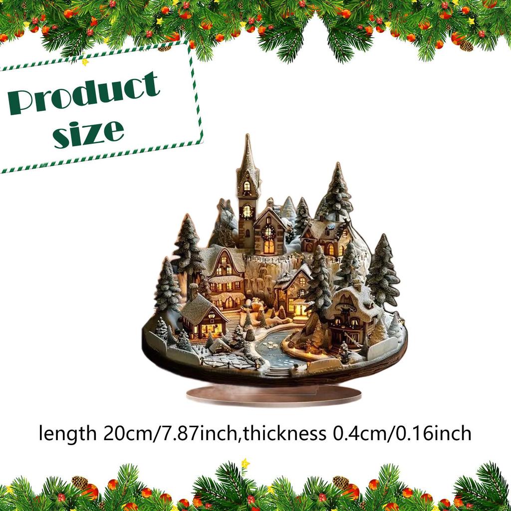 Weihnachtsdekorationen Einweihungsgeschenk Bastelarbeiten Acryl-Hausplakette Acryl 2D Flache Schneeszene Haus für Büro Schreibtisch Feiertag