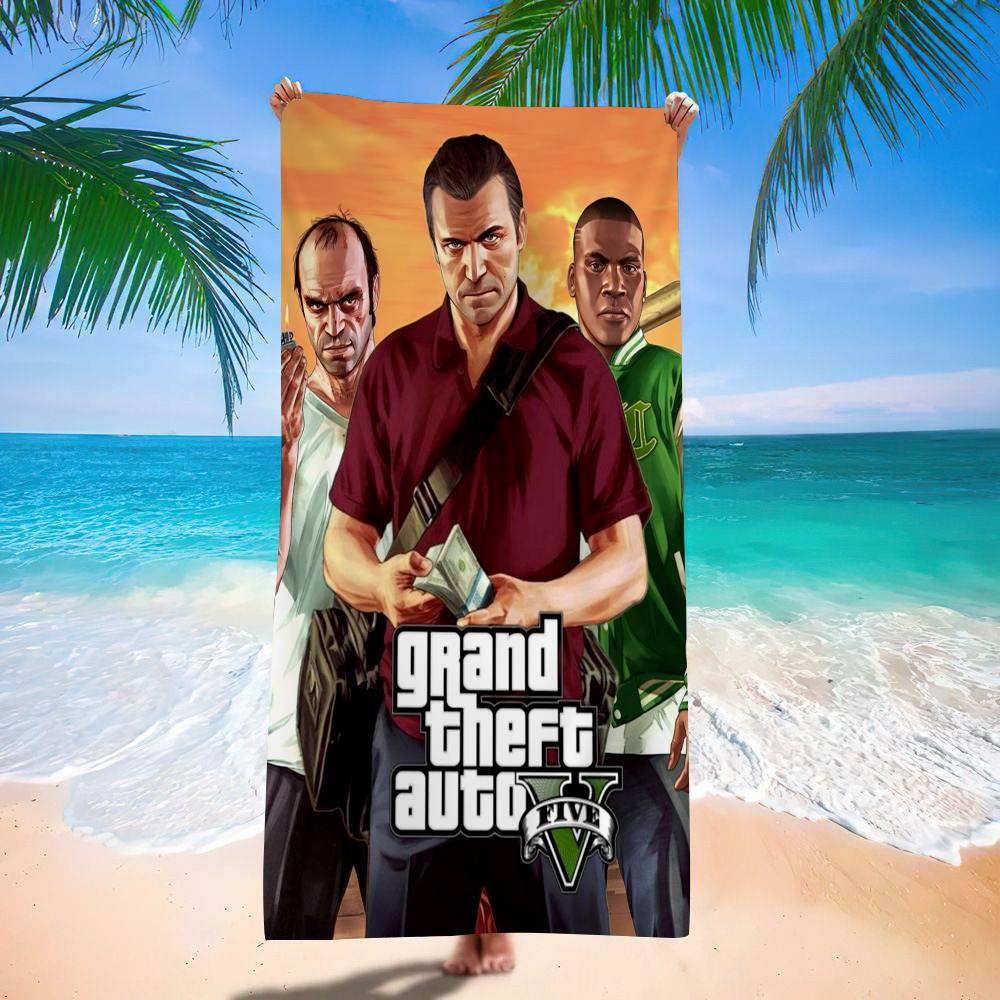 G-Grand T-Theft A-Auto VI Game Microfiber Blanket Quick Drying Beach Towels Oversized Printing Super Absorbent Pool Towel