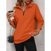 Felpa da donna con mezza zip e maniche lunghe, vestibilità ampia, casual, tinta unita, top pullover