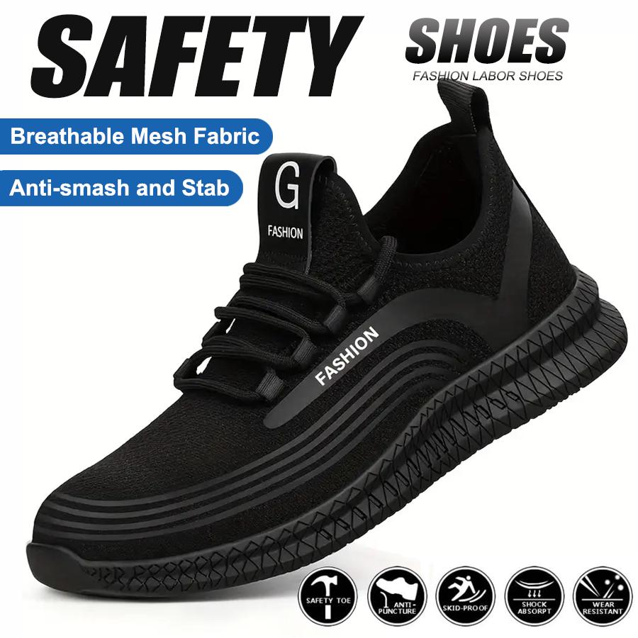 Steel Toe Work Shoes for Men Lightweight Safety Shoe Indestructible Steel Toe Sneakers Industrial Construction Shoe Men's Work