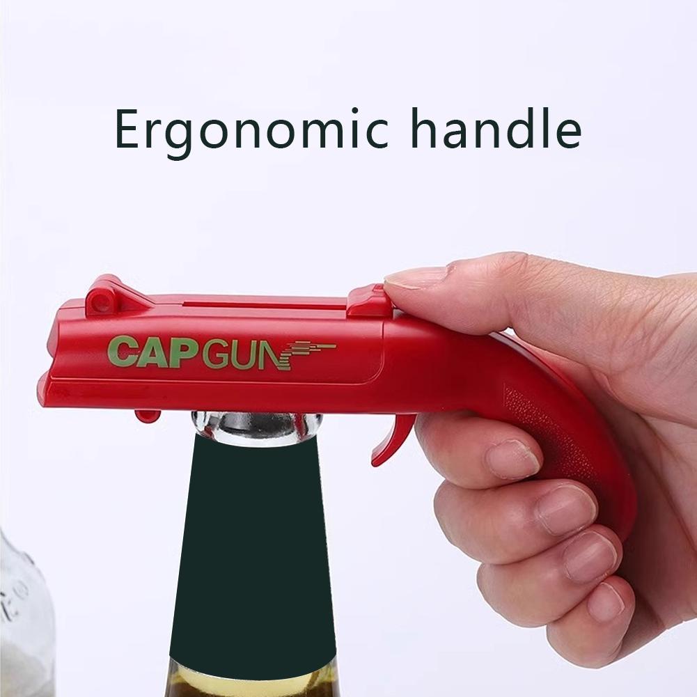Beer Opener Launcher Bottle Portable Cap Gun Creative Flying Cap Bar Tool Drink Opening Gun Shaped Bottle Lids Shooter Red Gray