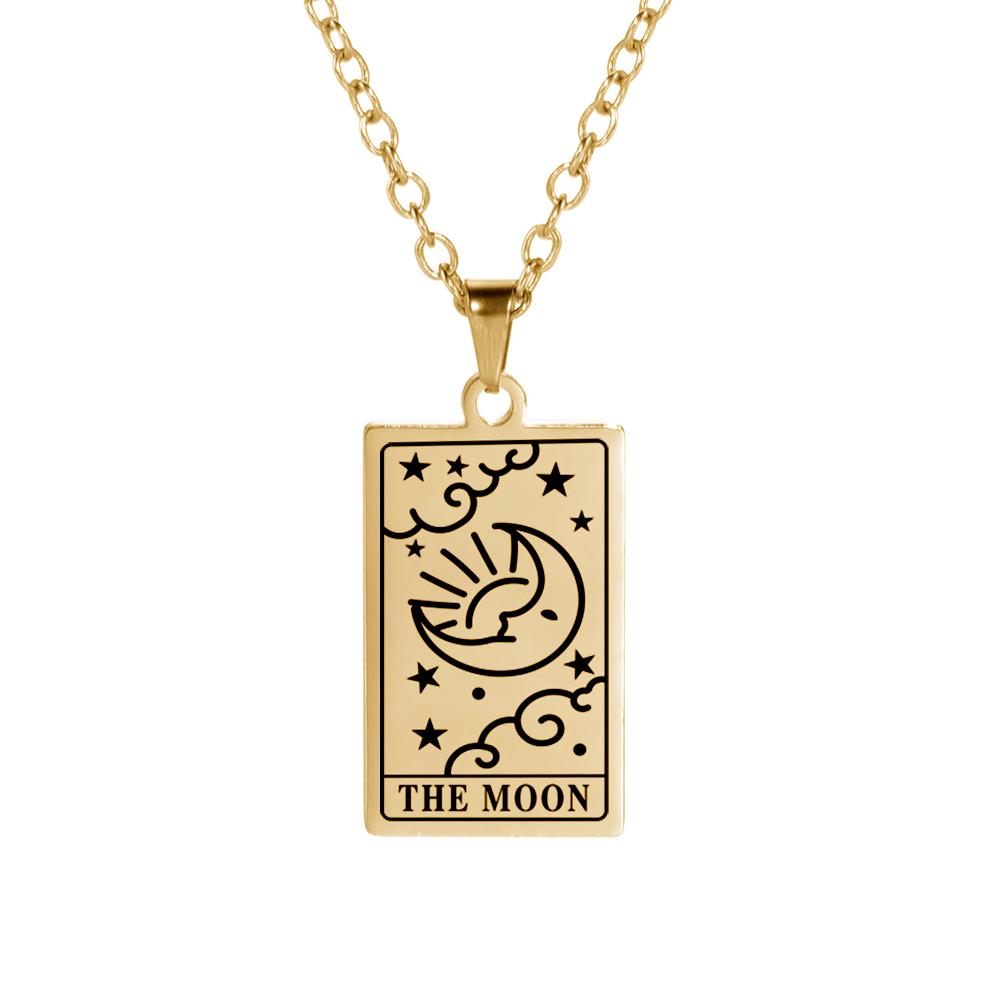 Cazador Tarot Cards Necklace The Star World Fortune SUN Moon Tarot Neck Chain Stainless Steel Vintage Punk Jewelry for Women Men