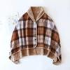 Double-Layer Fleece Shawl Blanket with Buckle - Warm, Multifunctional Office Blanket for Women