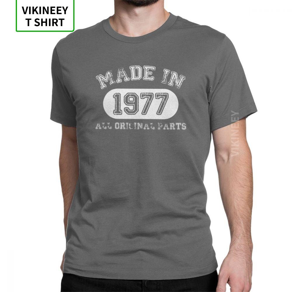 Men T Shirts Made In 1977 TShirts All Original Parts Happy Birthday Popular Short Sleeve Anniversary Tees Clothes Cotton