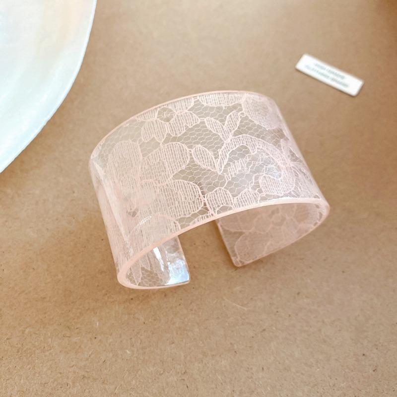 Süßes Mädchen~ Transparenter Spitzebedruckter Acryl Offener Armreif Süßes und Cooles Design Armband Damen Mode Schmuck
