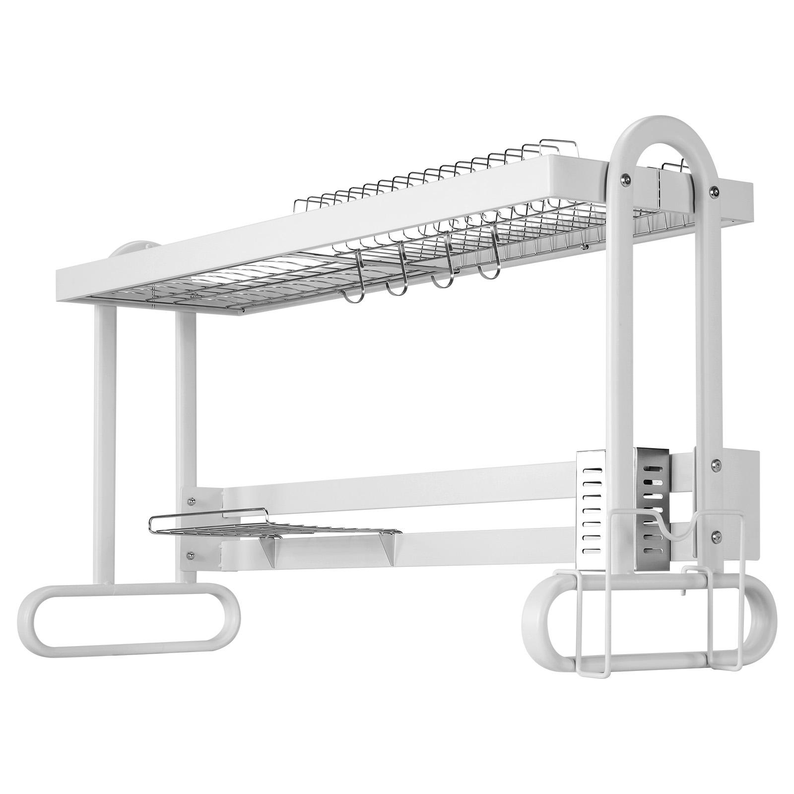 Kitchen Counter Dishrack with Utensil Holder Over Sink Dish Drying Rack Anti-Slip Thickened Sink Rack for Home Kitchen белый