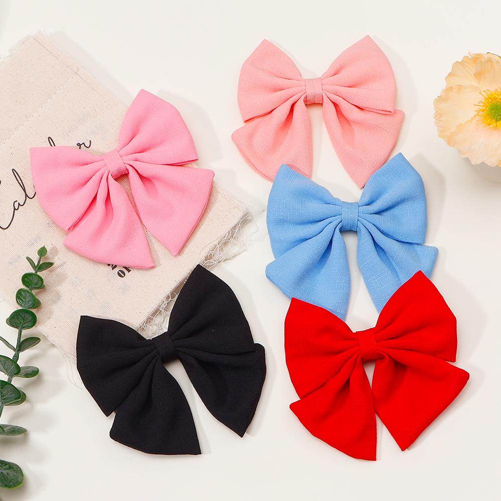 New Sweet Bows Hairpins Solid Color Clip Hair For Girls Hairband Handmade Hairpin Barrettes Headwear Kids Hair Accessories