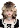 Siamkatze Schwarz-Gold-Farbverlauf Lolita-Perücke - Kurzes lockiges Haar, Vollkopfbedeckung