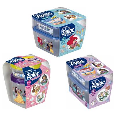 [Limited Edition] Ziploc Disney Princess 23-Piece Set Screw Lock (300ml & 730ml, 1 Each) & Rectangular Container (480ml & 820ml, 1 Each) & Square